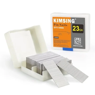 Image of KIMSING P625SS 23 Gauge 25mm Pin Nails, Stainless Steel, 9000 PCS/Box, Nails for Air Power Nail Gun, Micro Pinner Cabinets, Light Duty Wood Work, DIY