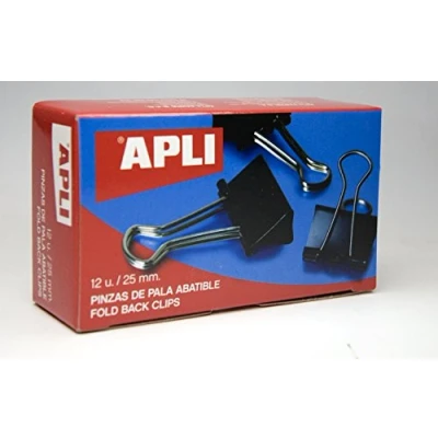 Image of APLI 5 Star Metal Office Foldback Clips 25mm Black [Pack 12]