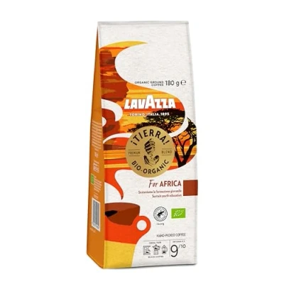 Image of Lavazza, Tierra for Africa, Ground Coffee, 6 Packs of 180g, Ideal Filtered Full bodied Taste, Intensity 7/10, Chocolate &amp; Dried Fruit Notes, Organic Arabica Robusta, Medium Roast