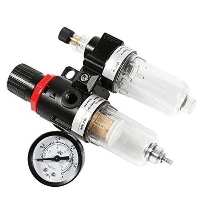Image of Air Filter Regulator，Filter and Regulator Compressed Regulator，Air Compressor Twin With Trap Oil &amp; Water 1/4&quot; NPT Pressure