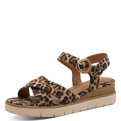 Image of Tamaris Women&#039;s Damen 1 28202 42 Wedge Sandal, Leopard, 6 UK