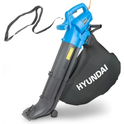 Image of Hyundai Leaf Blower, Garden Vacuum &amp; Mulcher with Large 45 Litre Collection Bag, 12m Cable, 62 170mph Variable Airspeed, Powerful 3000w 3 Year Warranty