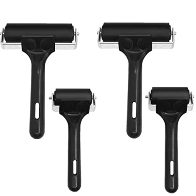 Image of Urvoo 4 Pack Soft Rubber Brayer, Glue Roller for Printmaking Ink Paint Block Stamping Gluing Wallpaper and Arts &amp; Crafts(2 Pcs 2.4 inch 2 inch) (4 Pack)