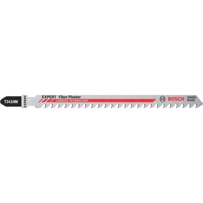 Image of Bosch 3x EXPERT Fiber Plaster T341HM Jigsaw Blade (for Fibre cement boards, Drywall board, Length 132 mm, Professional Accessory Jigsaw)