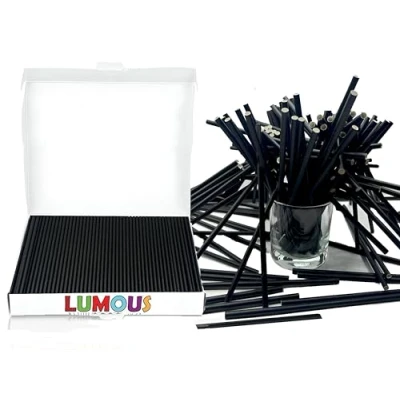 Image of JANNGII Paper Straws,Paper Drinking Straws Bio Degradable Wedding Party, Party Straws, Restaurant, Juice (Black 150)
