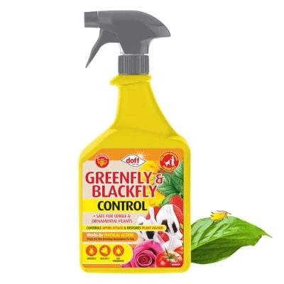 Image of Doff Greenfly &amp; Blackfly Control 1L Pest Spray for Garden and Greenhouse Aphid, Whitefly Spider Mite Repellent Protects Edible Ornamental Plants with Added Plant Feed Bee Friendly Formula