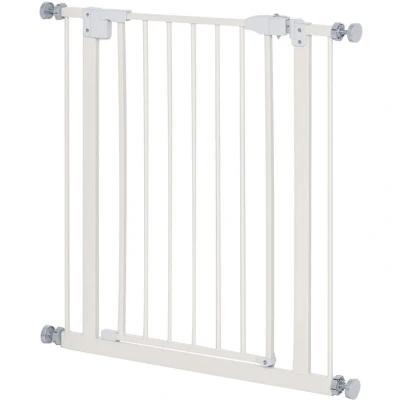 Image of PawHut Pressure Fit Safety Gate, Adjustable Dog Pet Barrier for Doorways, Staircases and Hallways with Auto Close, Double Locking, Opening 74 80cm, White