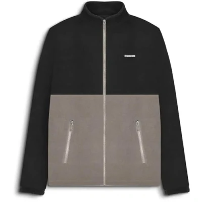 Image of Lambretta Mens Contrast Panel Full Zip Polar Fleece Warm Black Granite M