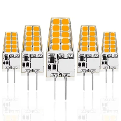 Image of G4 LED Bulbs 5W, AC/DC 12V, Warm White 2700K, Equivalent 50W Halogen Lamp, 500LM, No Flickering Energy Saving Light Bulb for Home Lighting, 5 PCS