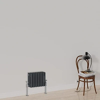 Image of Warmehaus Horizontal Triple Panel Traditional Column Designer Radiator 300x427mm Cast Iron Anthracite Central Heating Radiators