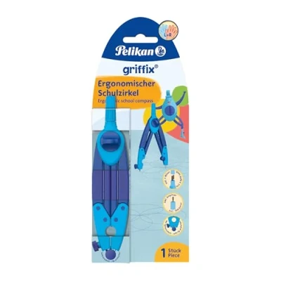 Image of Pelikan Griffix Compass Ideal for School Ergonomic Shape Includes Refills &amp; Sharpener Blue