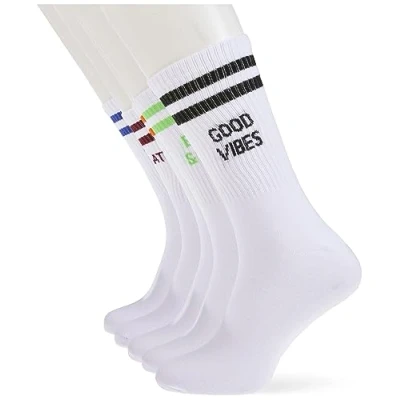 Image of JACK &amp; JONES Men&#039;s Jacstatement Tennis Socks 5 Pack, White/Pack: White, One Size