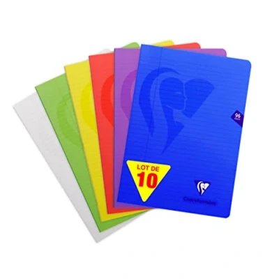 Image of Clairefontaine Ref 303165C Mimeys Side Stapled Notebook (96 Pages) A4 Size, Polypro Cover, 90gsm Brushed Vellum Paper, Lined (+Margin) Ruling Assorted Colours (Pack of 10)