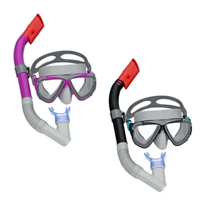 Image of Bestway Adult Snorkel Mask Swim Goggles for Diving with UV Protection, No Leaking, Splash Guard, Dominator, 2 Assorted Colours