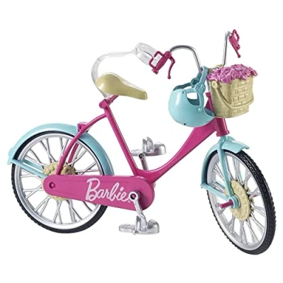 Image of Barbie Bike, pick bicycle, bicycle for doll, accessories included DVX55