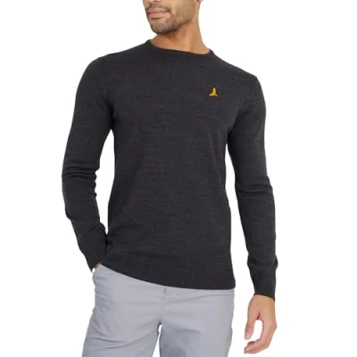 Image of BRAVE SOUL Mens Jumper Binary Fisherman Knitted Crew Neck Sweater, Charcoal Einstein, S