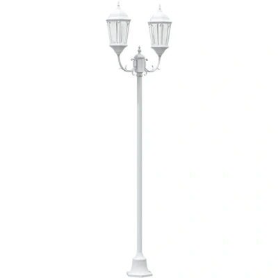 Image of vidaXL Garden Light Post 2 Lamp E27 White 220 cm Aluminium