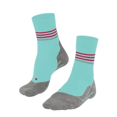 Image of FALKE Women&#039;s RU4 Endurance W So Cotton Anti Blister 1 Pair Running Socks, Blue Fiji 6423 Stripe, 7 8