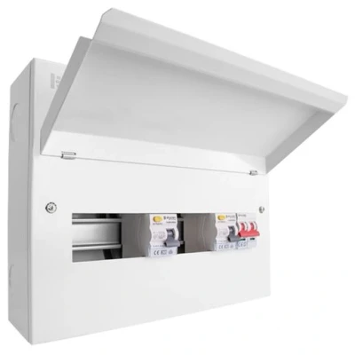 Image of Click Elucian 14 Way Metal Consumer Unit with 100A Mains Switch + 2 x 80A 30mA RCD (8 Useable Ways)