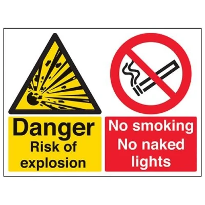Image of V Safety Danger Risk Of Explosion Warning Sign 400mm x 300mm 1mm Rigid Plastic