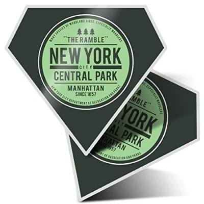 Image of 2 x Diamond Stickers 7.5 cm Central Park New York USA America NYC Fun Decals for Laptops,Tablets,Luggage,Scrap Booking,Fridges, #9116