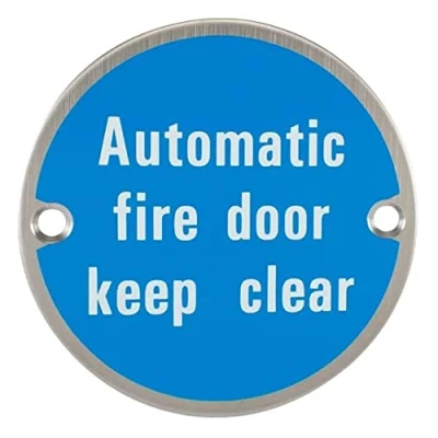 Image of frisco Fire Door Keep Clear Sign, Stainless Steel, 76 mm, Safety with fixings, Silver