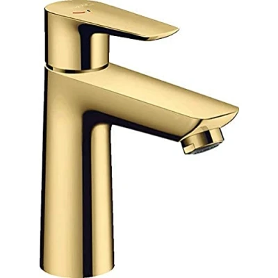 Image of hansgrohe 71714990 Talis E 110 CoolStart Single Lever Washbasin Mixer Tap Without Drain Fitting Look, Polished Gold Optic, spout Height mm