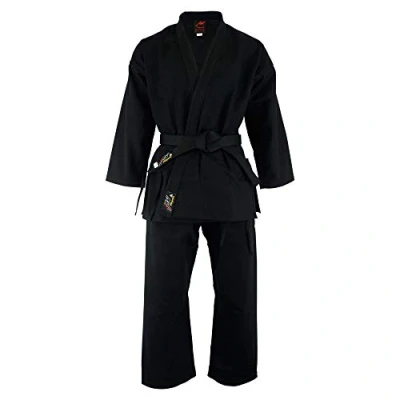 Image of Playwell Karate Deluxe Silver Brand 10oz Uniform Black (5/180cm)
