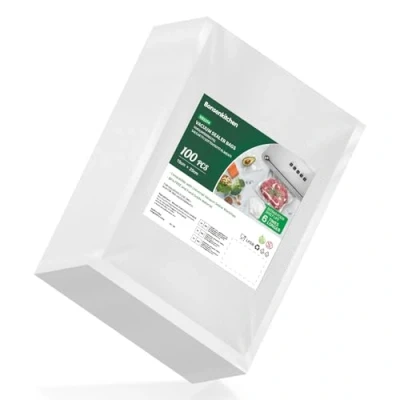 Image of Bonsenkitchen Vacuum Food Bags 15x25 cm 100 Machine Embossed for Storage and Sous Vide Cooking &amp; Boilable VB3204