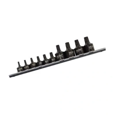 Image of US PRO INDUSTRIAL 10PC 1/4&quot; 3/8&quot; DR Stubby Impact Tamper Star Torx Bit Sockets 3966