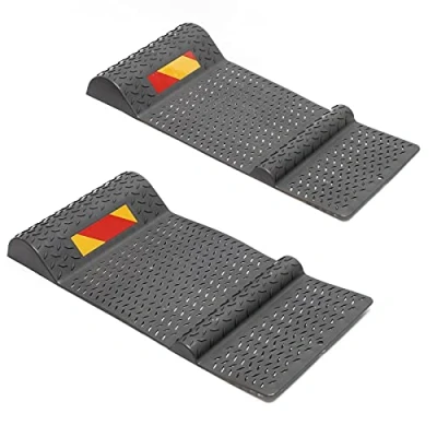 Image of Wiltec 2 Car Parking Mats 52.8 x 25 5.2 cm as Aid with Speed Bumps and Adhesive Foil