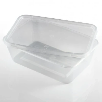 Image of 200 x Rectangular 750ml Microwave Clear Plastic Food Containers Freezing Takeaway Hot Cold Foods by wecansourceitltd®