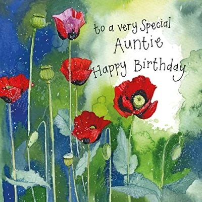 Image of Alex Clark Art Ltd Happy Birthday Auntie Poppies Card