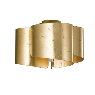 Image of Imagine Curved Glass Semi Flush Ceiling Light, Golden Leaf, E27