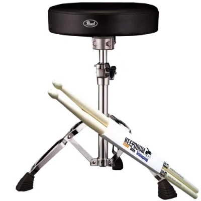 Image of Pearl D 930 drum stool + 1 pair of Keepdrum drumsticks.