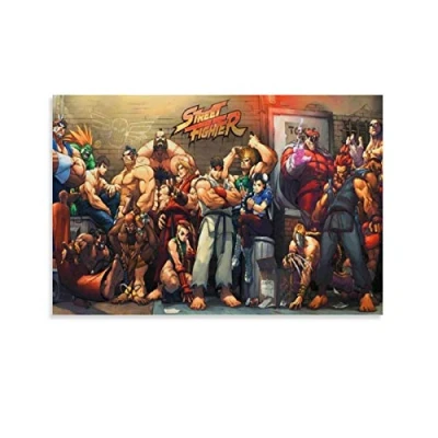 Image of jiaobaba Street Fighter Canvas Art Poster and Wall Picture Print Modern Family bedroom Decor Posters 16x24inch(40x60cm)