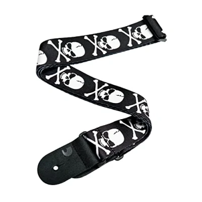 Image of D&#039;Addario Accessories Guitar Strap Electric Strap, Acoustic &amp; Bass Woven Cross Bone Skull