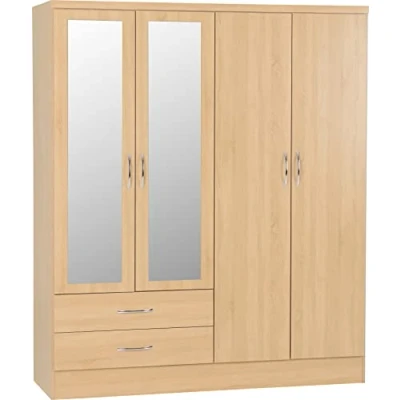 Image of Seconique Nevada 4 Door 2 Drawer Wardrobe in Sonoma Oak Effect