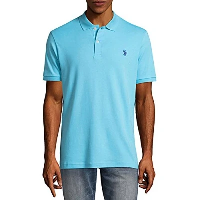 Image of U.S. Polo Assn. Men&#039;s Solid Interlock Short Sleeve Shirt, Horizon Blue 3045, Medium