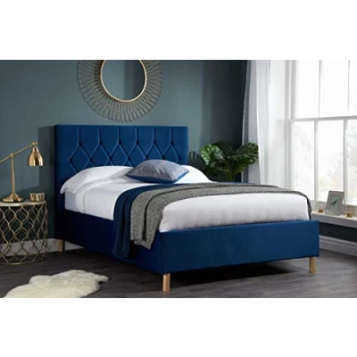 Image of Birlea 135CM LOXLEY OTTOMAN BED BLUE, Fabric, Double