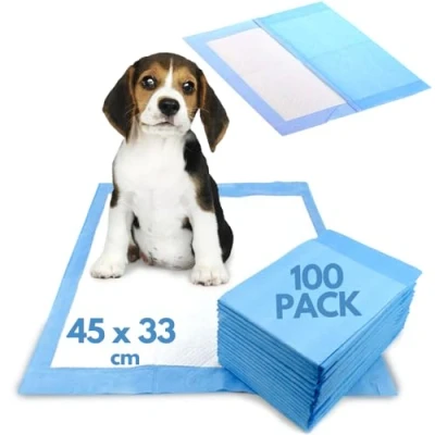 Image of Discount Seller Small Size Puppy Pads (100 Pack), 45x33cm Disposable Dog Training Pads, Highly Absorbent, and Leakproof Premium Quality 6 Layered Protected Pee Mats