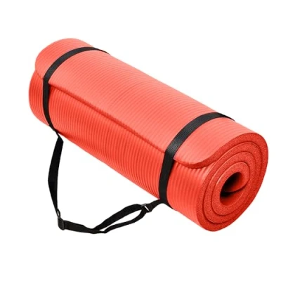 Image of BalanceFrom GoCloud All Purpose 1 Inch Extra Thick High Density Anti Tear Exercise Yoga Mat with Carrying Strap, 180cm x 60cm (Red)