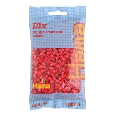 Image of Hama Beads Bag Approx. 1000 Midi Fuse Mosaic Decoration Arts &amp; Craft for Creative Children Ages 5+ Red