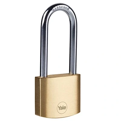 Image of Yale Y110B/40/152/1 Standard Security 40mm Brass Padlock with Long Shackle Hardened Steel 3 Keys