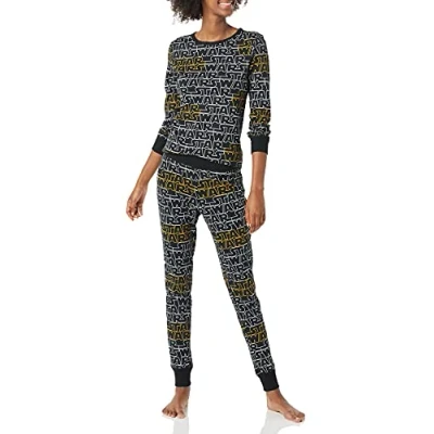 Image of Amazon Essentials Disney Marvel Star Wars Women&#039;s Snug Fit Cotton Pyjama Sleepwear Sets, Logo Womens fit, S