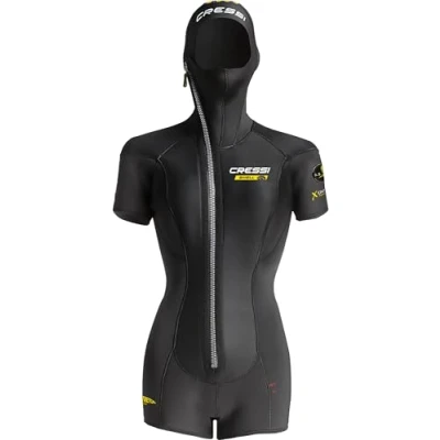 Image of CRESSI Shell Lady Jacket 5mm L/4 Women&#039;s Short Sleeved Oversuit made of Ultra Stretch Neoprene with Differentiated Thicknesses 5+3.5mm, Black,