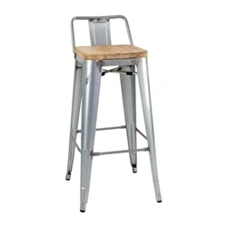 Image of Bolero Bistro Backrest High Stools with Wooden Seat Pad Steel (4 pack)