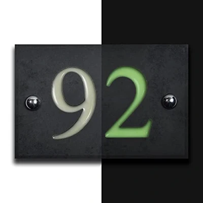 Image of Glow in the Dark Slate House Number (2 Digits, Numbers 1 99), Powered by Natural Light