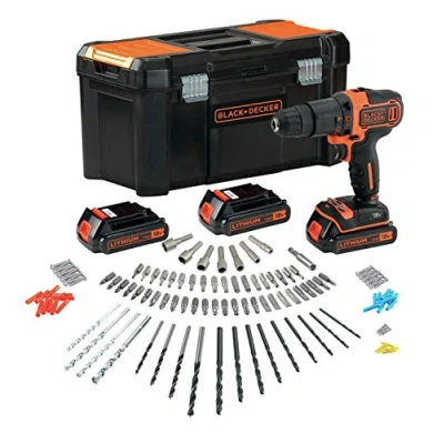 Image of BLACK+DECKER BDCHD181B3A QW Cordless Impact Drill 18 V 3 x 1.5 Ah Batteries 40 Nm 21,000 CPS/min 2 Speeds 120 Accessories Comes in Tool Box