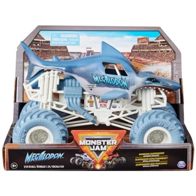 Image of Monster Jam, Official Megalodon Truck, Collector Die Cast Vehicle, 1:24 Scale, Kids’ Toys for Boys and Girls Aged 3 up